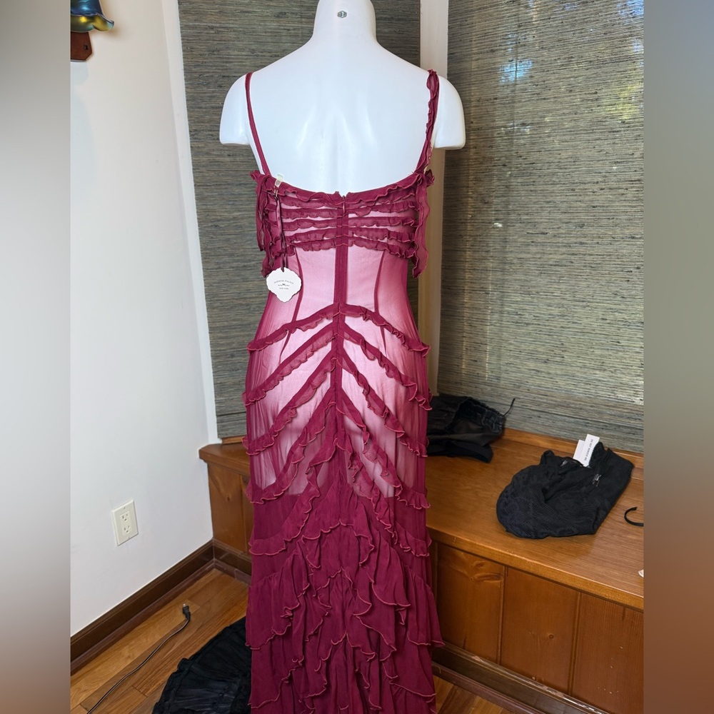 Mirror Palais Cascading Ruffle Gown in Sangre (Sheer) - Picture 4 of 10